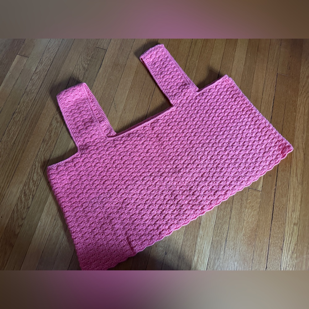 Crochet Coral Sleeveless Crop Top, Unsized (4X)